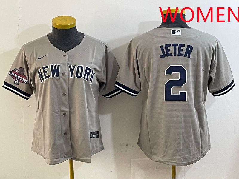 Women New York Yankees 2 Jeter Grey Game 2025 Nike MLB Jersey style 1